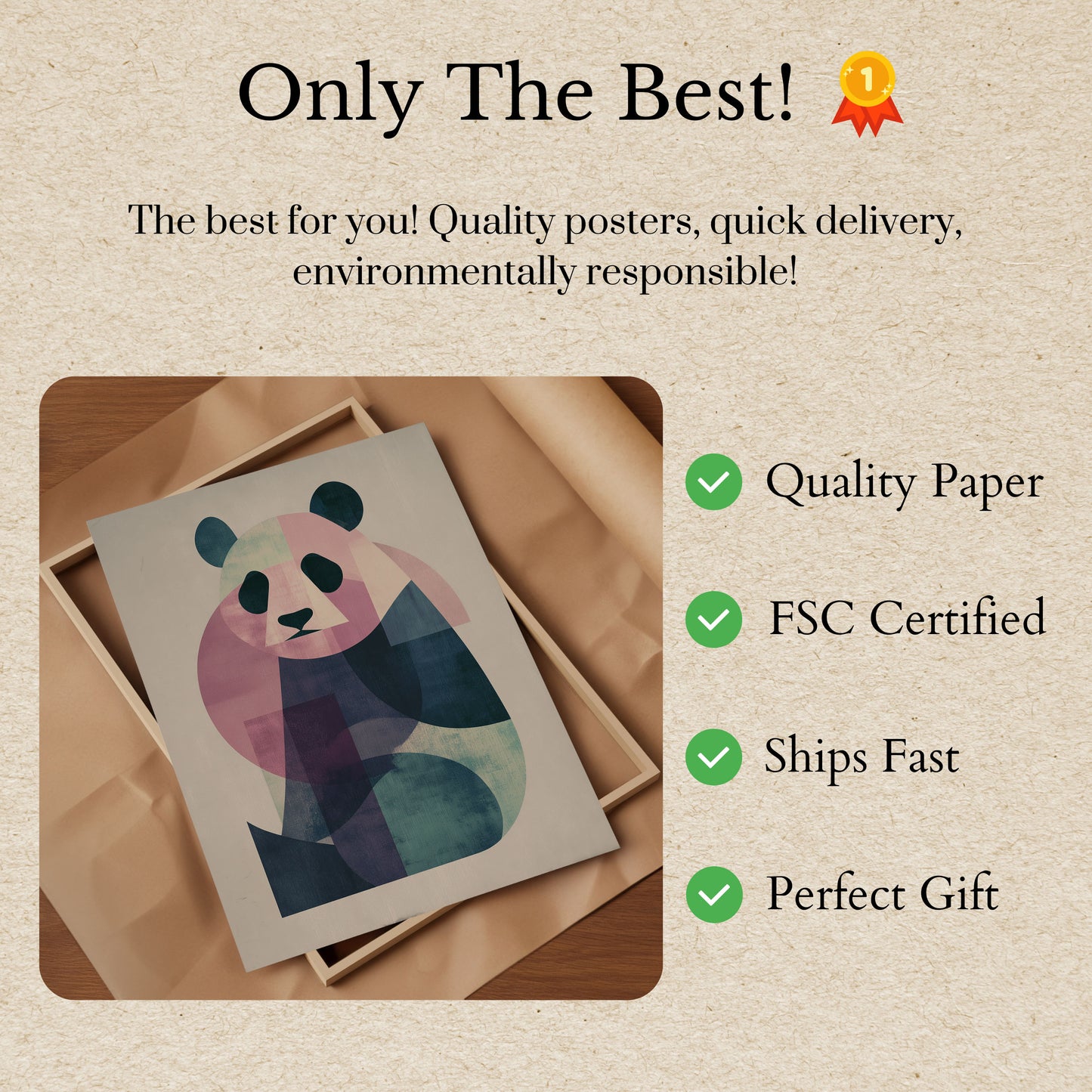 Geometric Abstract Panda Poster