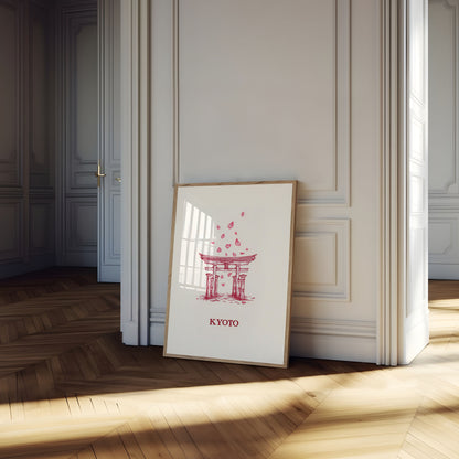 Poster Kyoto-heiligdom met Kersenbloesem