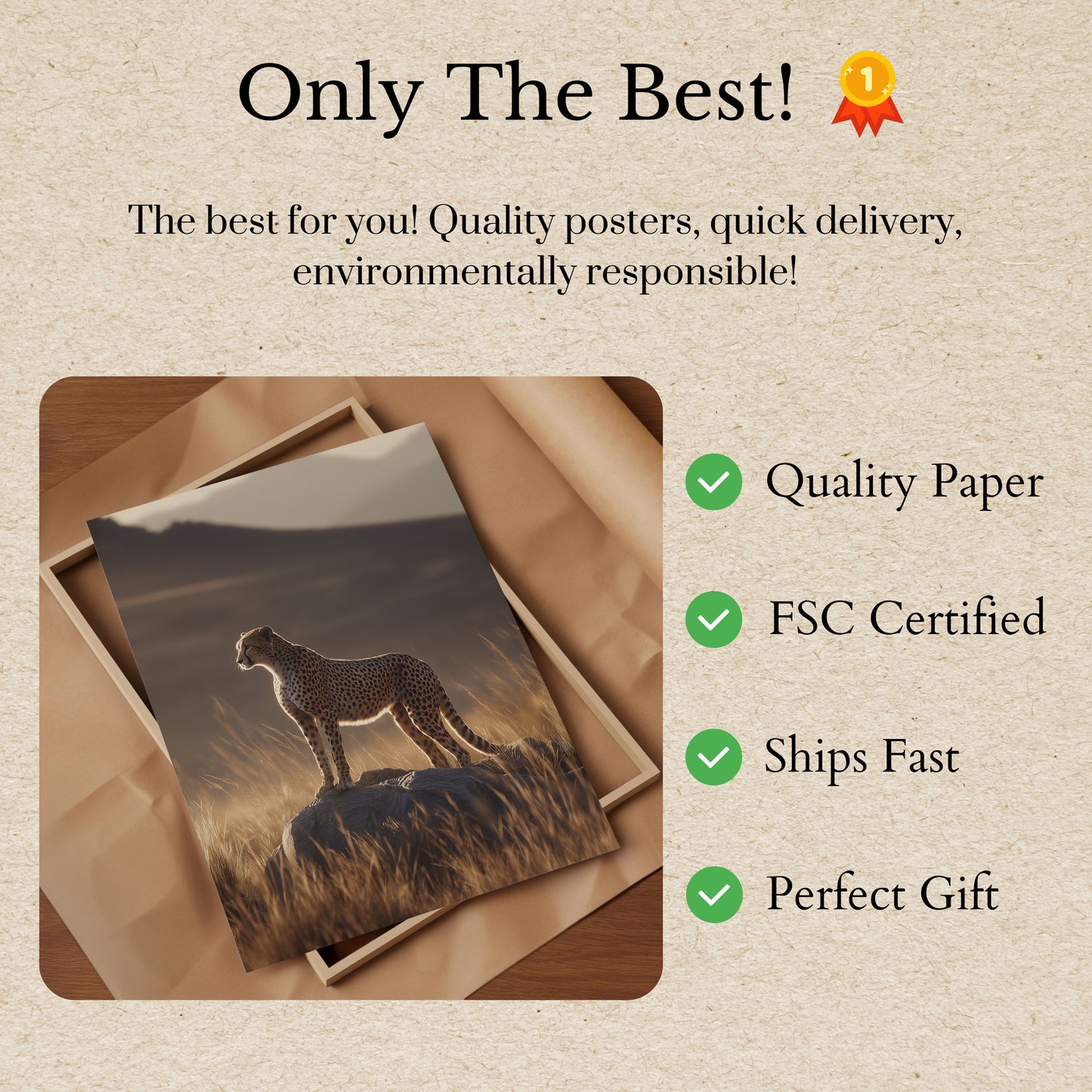 Póster del majestuoso guepardo en la sabana