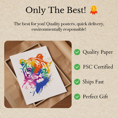 Poster met kleurrijke tijger splash art