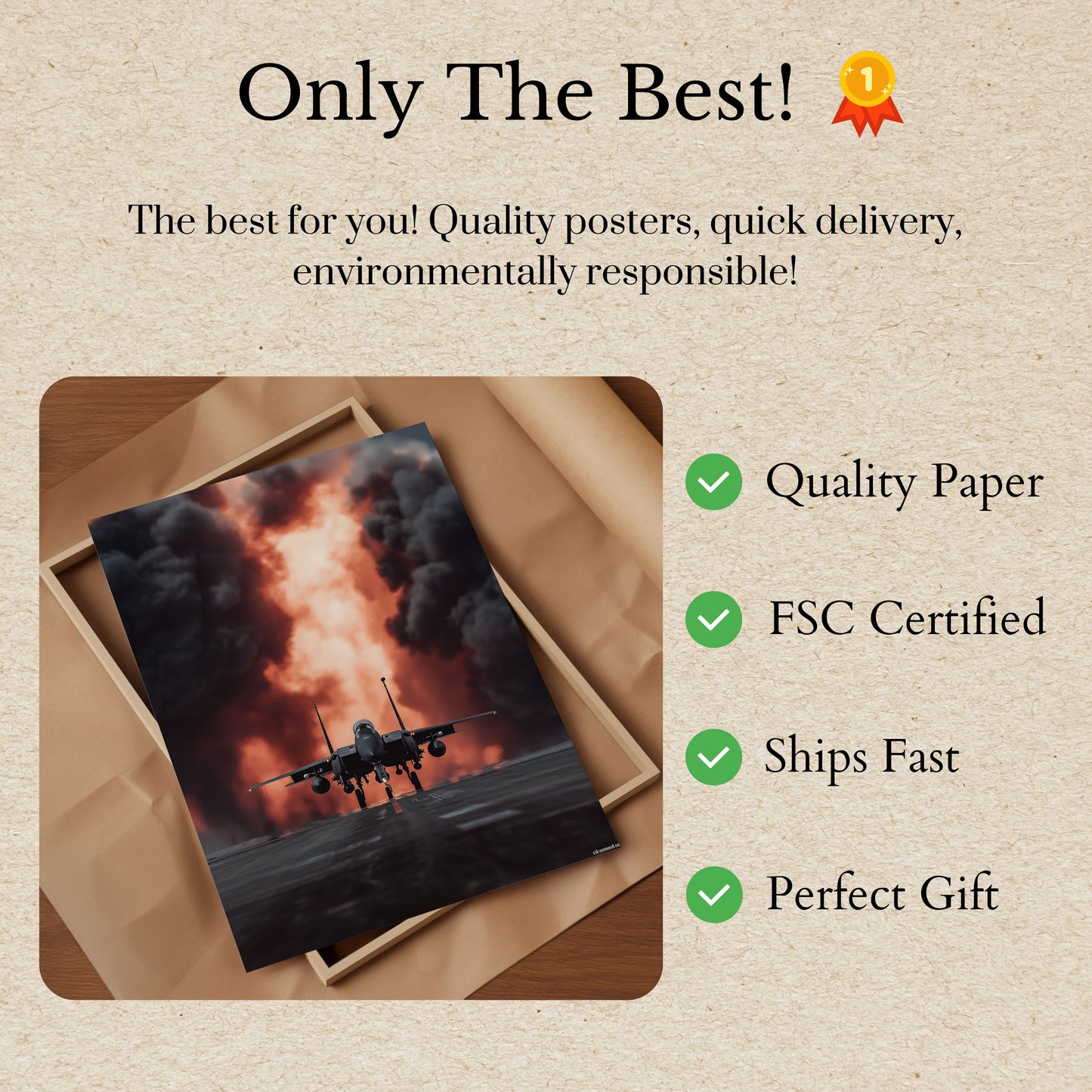 Fiery Military Jet Launch Poster