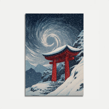 Japansk Tempel Vinternat Plakat