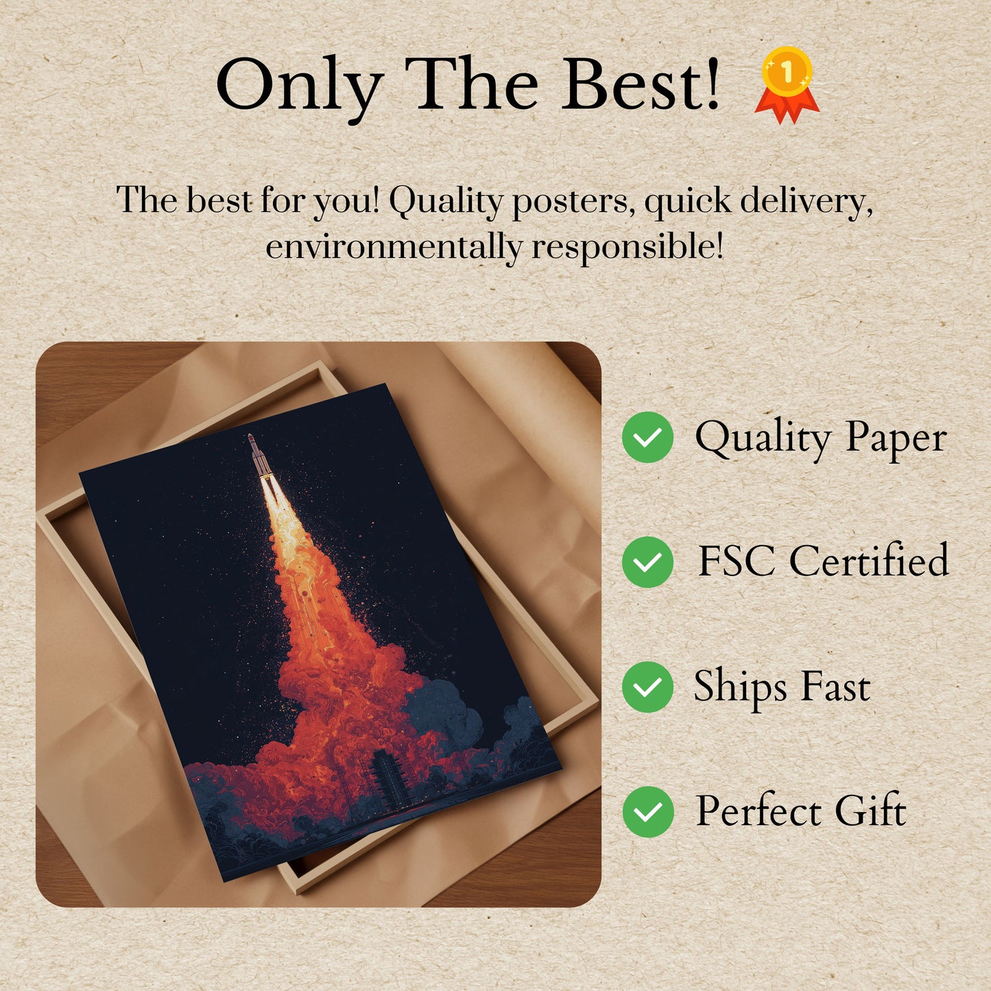 Rocket Launch Celestial Explosion Poster