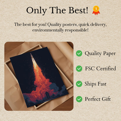 Rocket Launch Celestial Explosion Poster