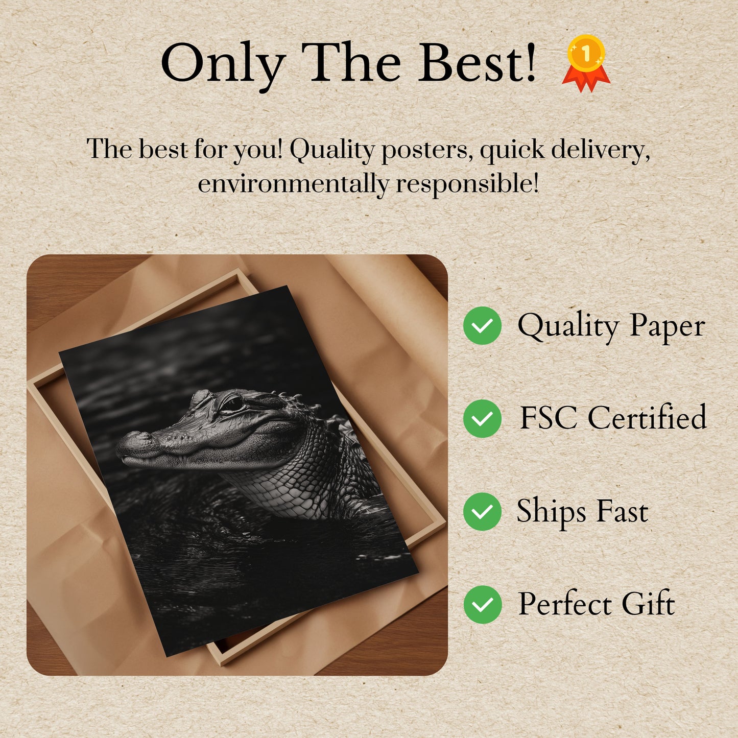 Prehistoric Predator Black and White Poster