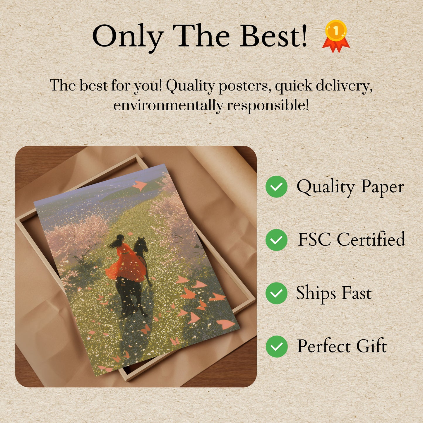 Woman in Red Riding Horse Poster