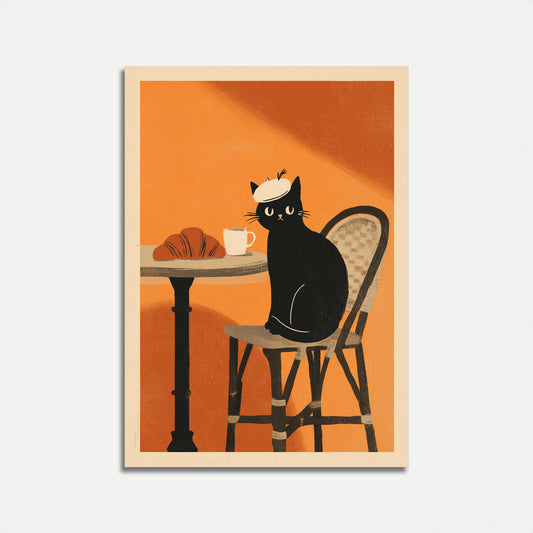 Parisian Cat at Café Poster
