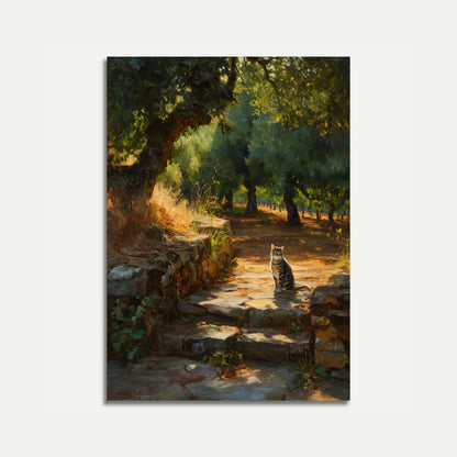 Tabby Cat Garden Path Poster