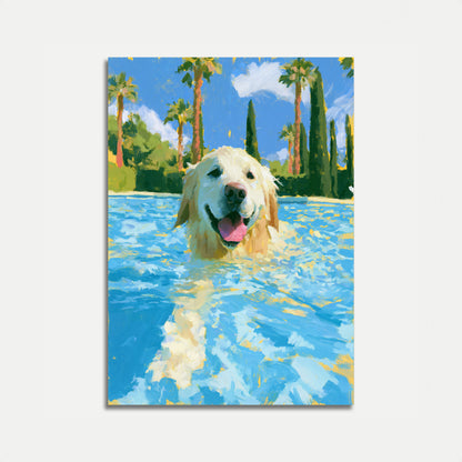 Pancarte Piscine Golden Retriever