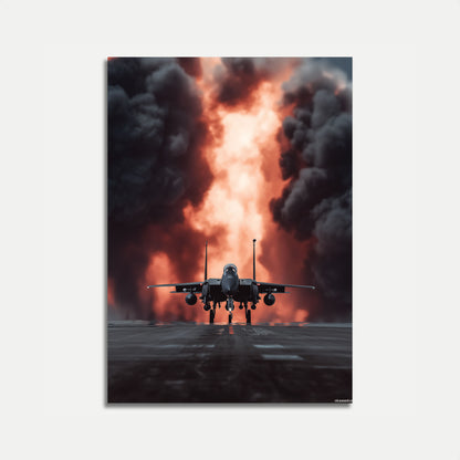 Fiery Military Jet Launch Poster