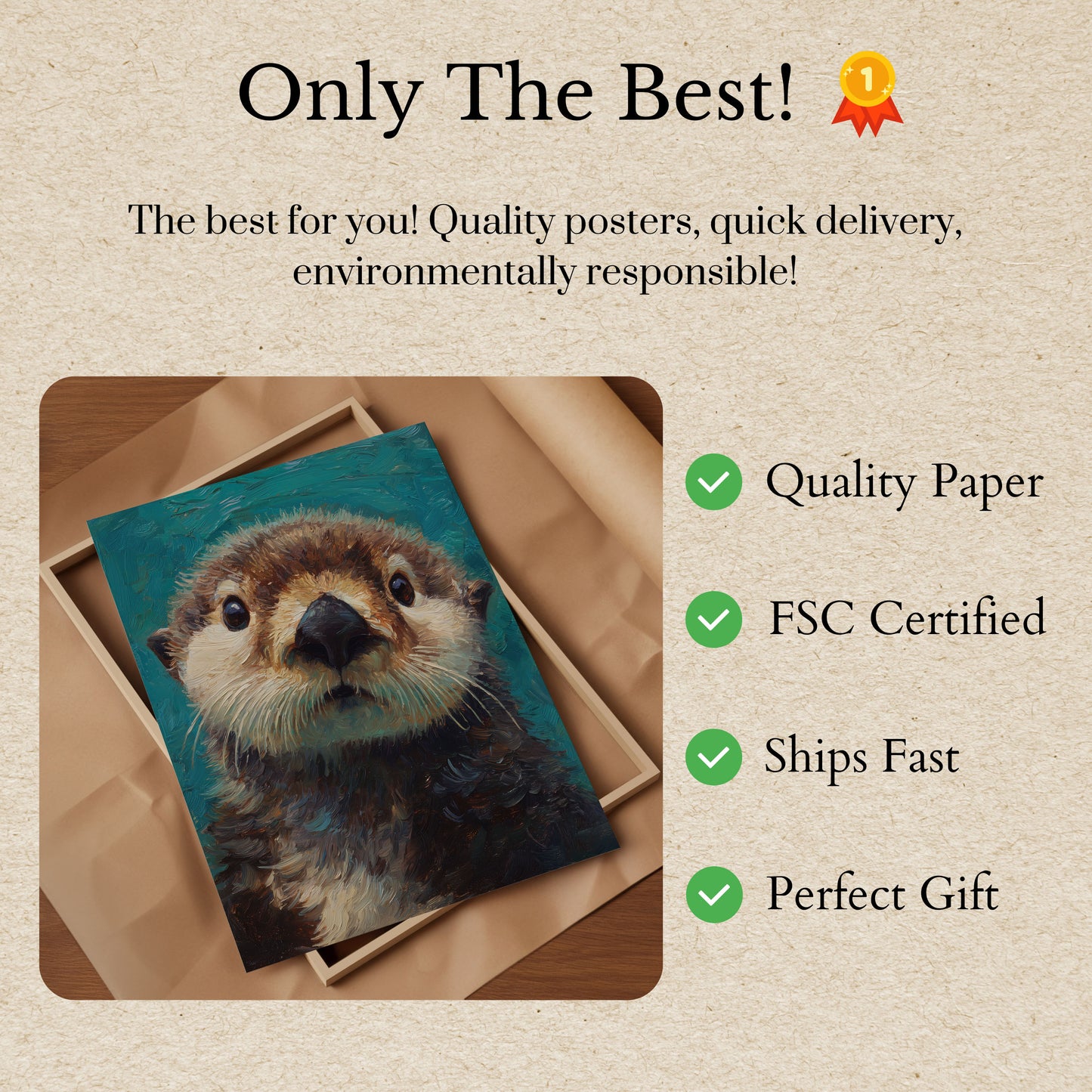 Nieuwsgierige Otter Portret Poster
