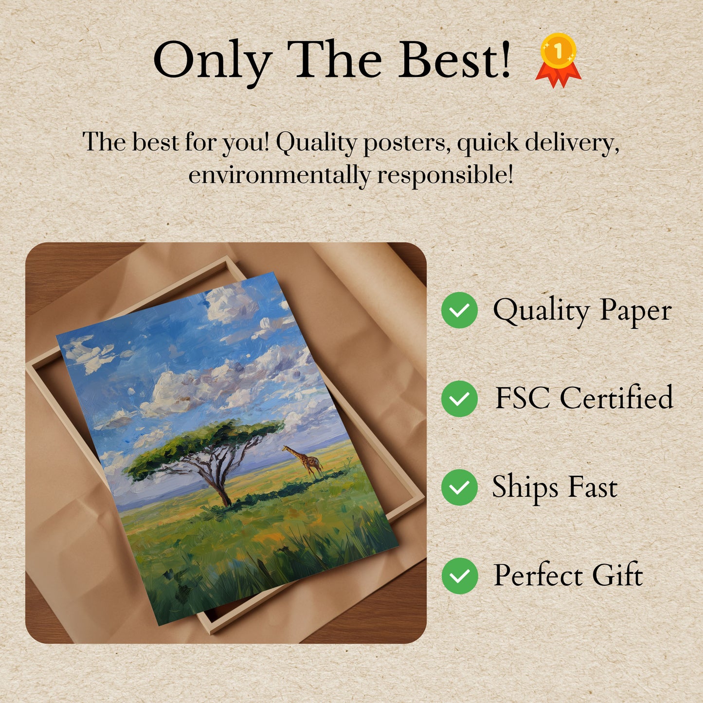 Solitary Giraffe Savanna Poster