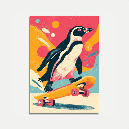 Affiche d'Aventure de Skateboard avec Pingouin