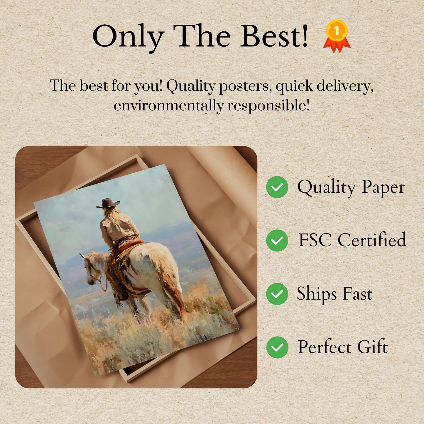 Lone Rider Western Landscape Poster