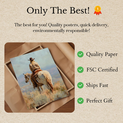 Lone Rider Western Landscape Poster