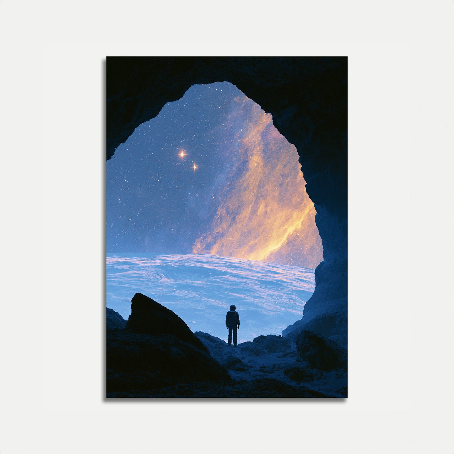 Astronaut blickt auf Sterne Poster