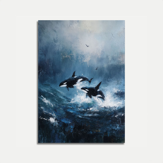 Póster de Orcas Saltando por el Océano