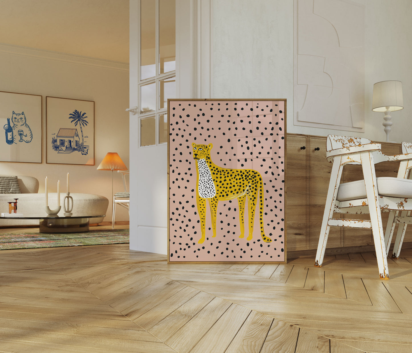 Gul Pletnede Leopard Plakat