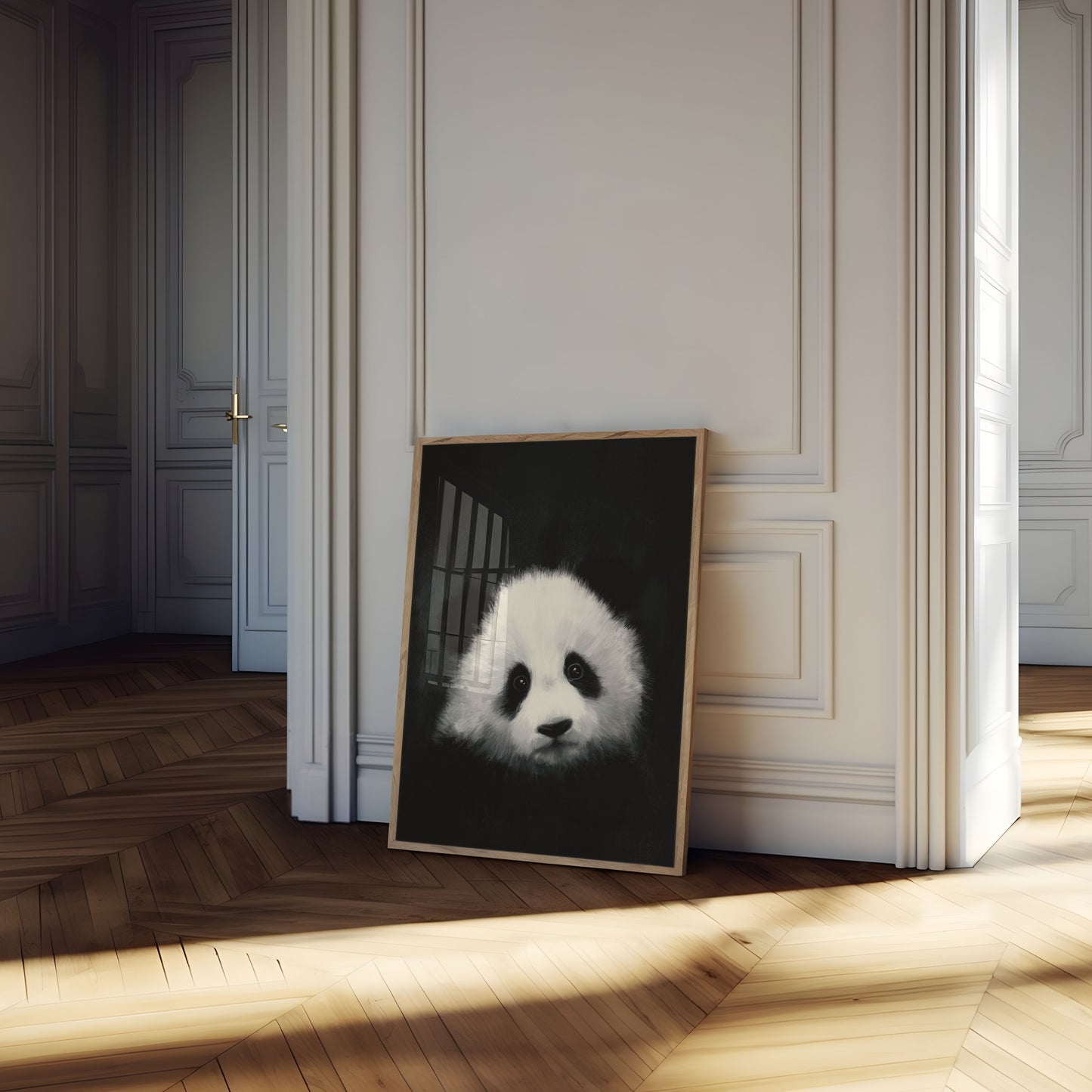Póster de retrato de panda esponjoso