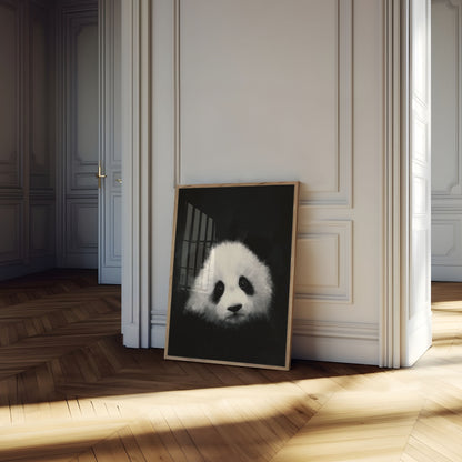 Póster de retrato de panda esponjoso