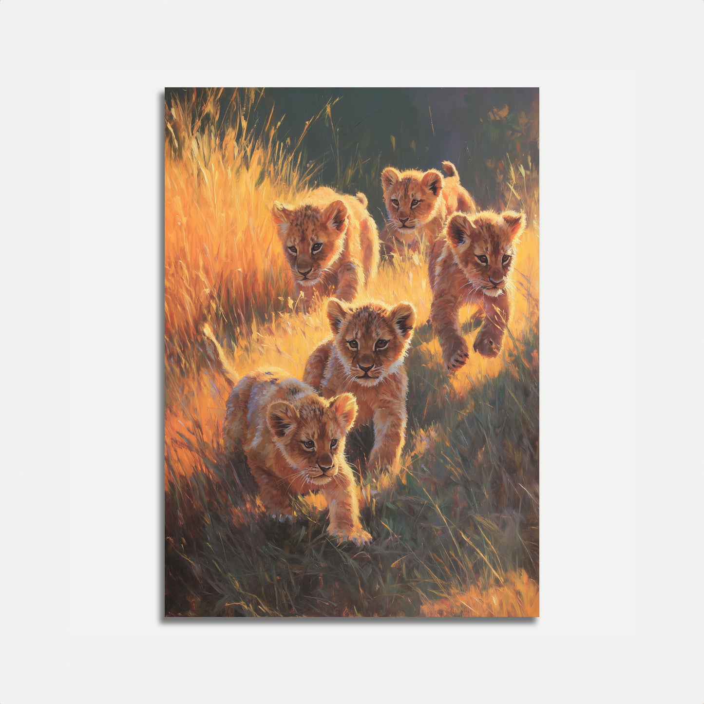 Affiche Lionceaux dans la Savane Dorée