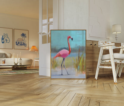 Flamingo i Blød Landskabsplakat