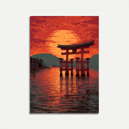 Affiche Coucher de Soleil Torii Japonais