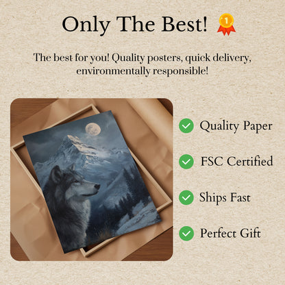 Moonlit Wolf Mountain Poster