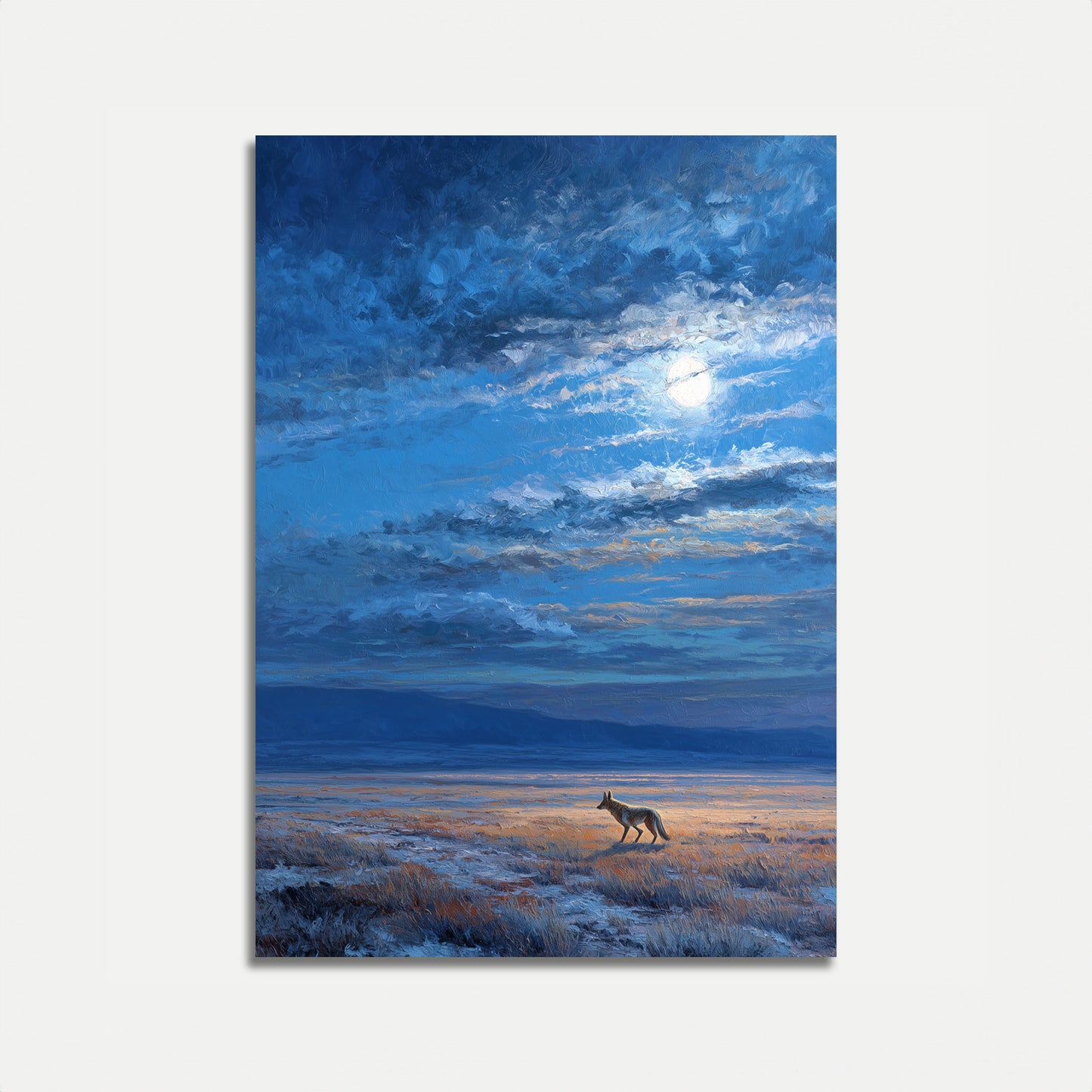 Ulv Under Månelyst Himmel Plakat