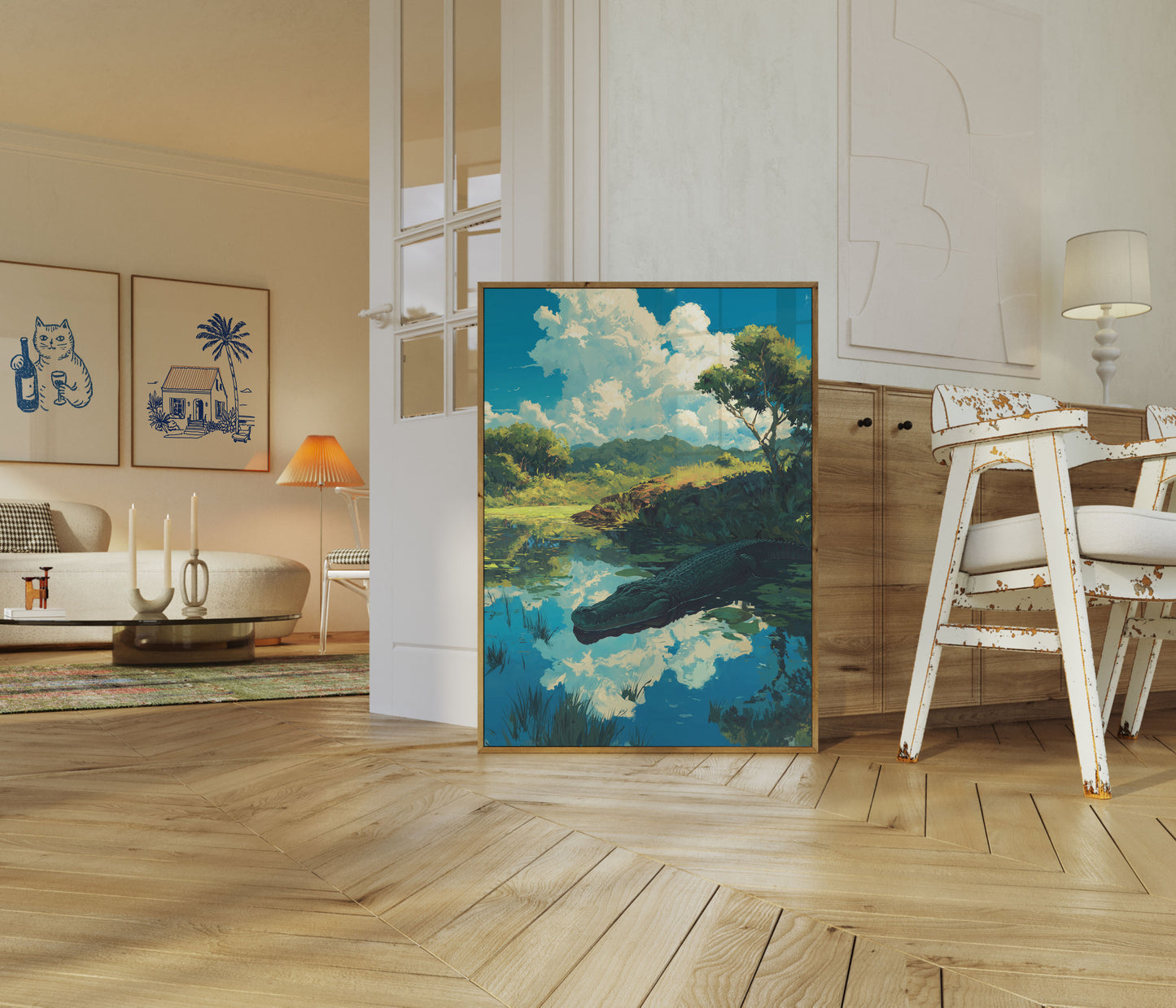 Póster de paisaje sereno del río Cocodrilo