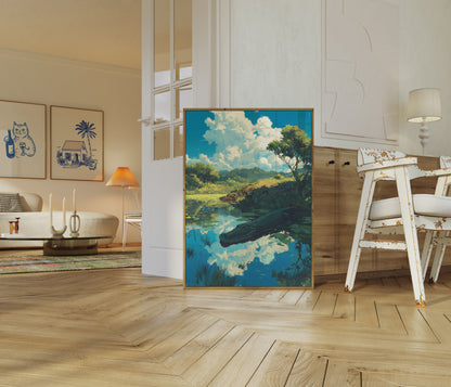 Póster de paisaje sereno del río Cocodrilo