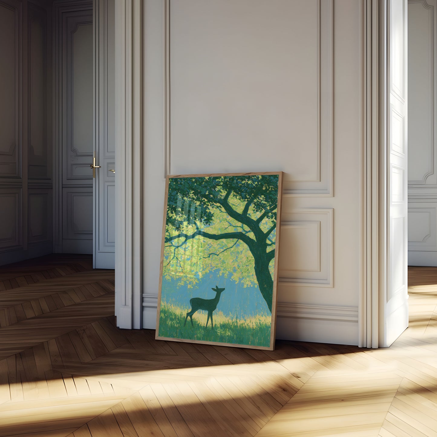 Hjort under gyllent tre plakat