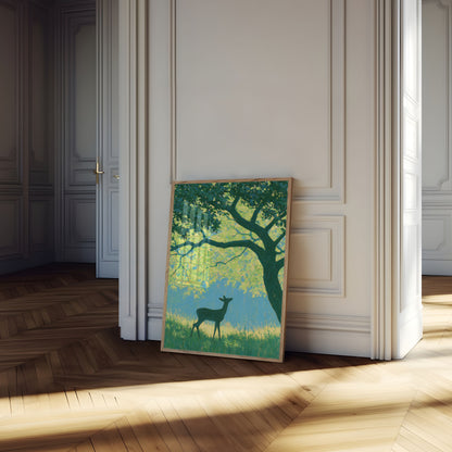 Hjort under gyllent tre plakat