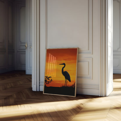 Great Blue Heron Sunset Poster