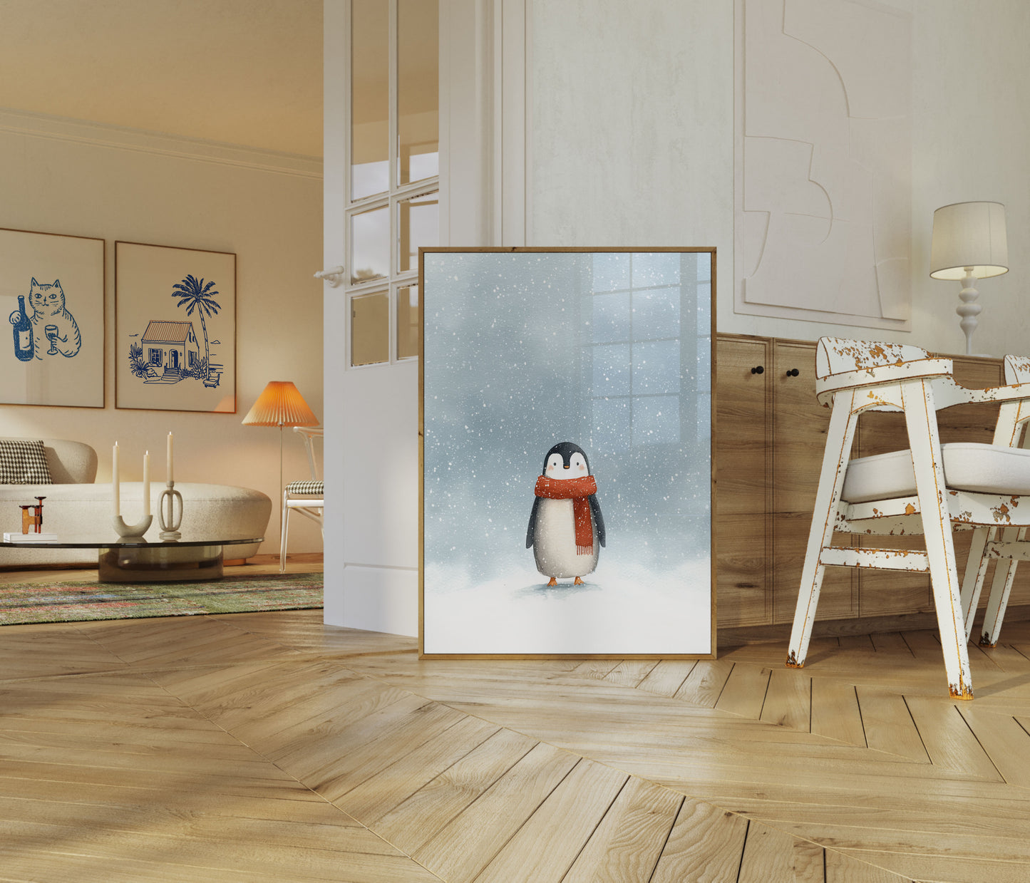 Cozy Penguin Winter Poster