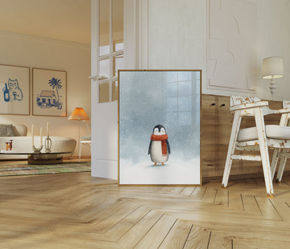 Cozy Penguin Winter Poster