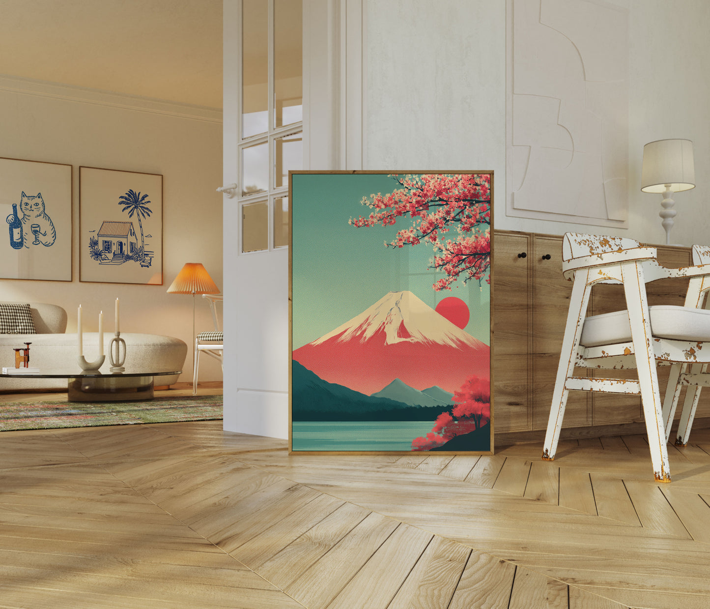 Fuji Cherry Blossom Landscape Poster