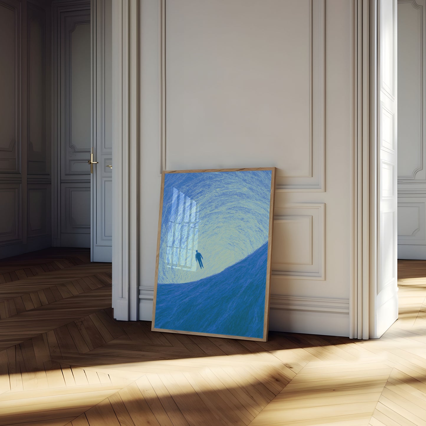 Freitaucher im blauen Poster