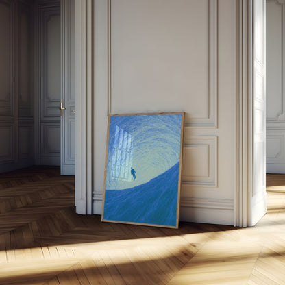 Freitaucher im blauen Poster