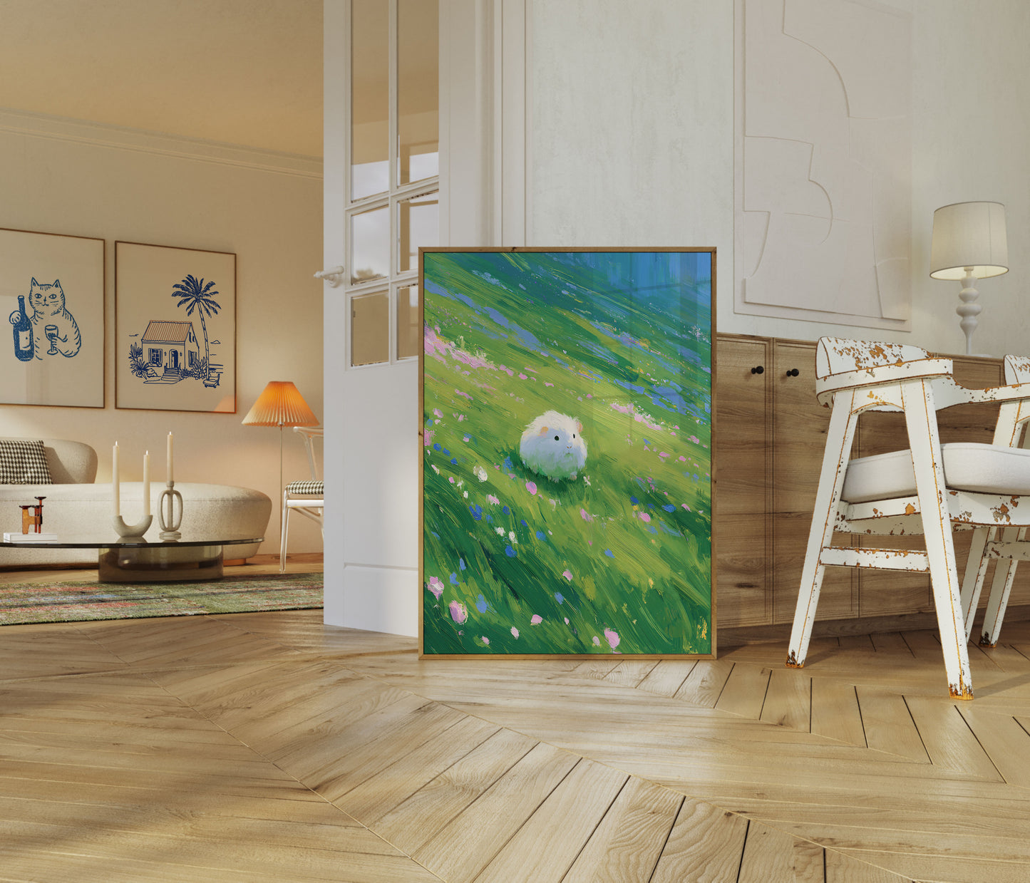 Guinea Pig i Vildblomstereng Plakat