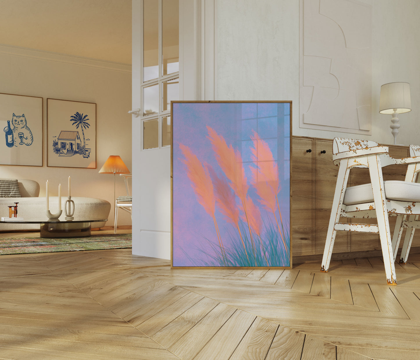 Pampas Grass at Sunset Poster