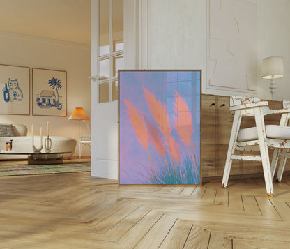 Pampas Grass at Sunset Poster