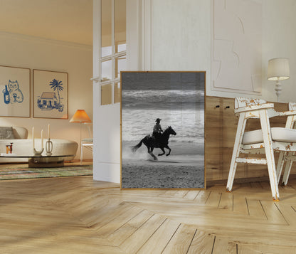 Galloping Cowboy Beach Poster