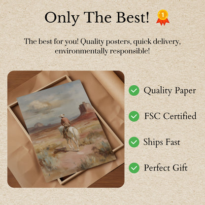 Lone Rider Desert Landscape Poster