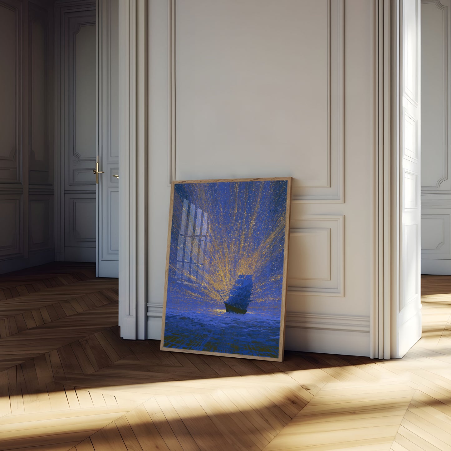 Golden Fishing Net Ocean Poster