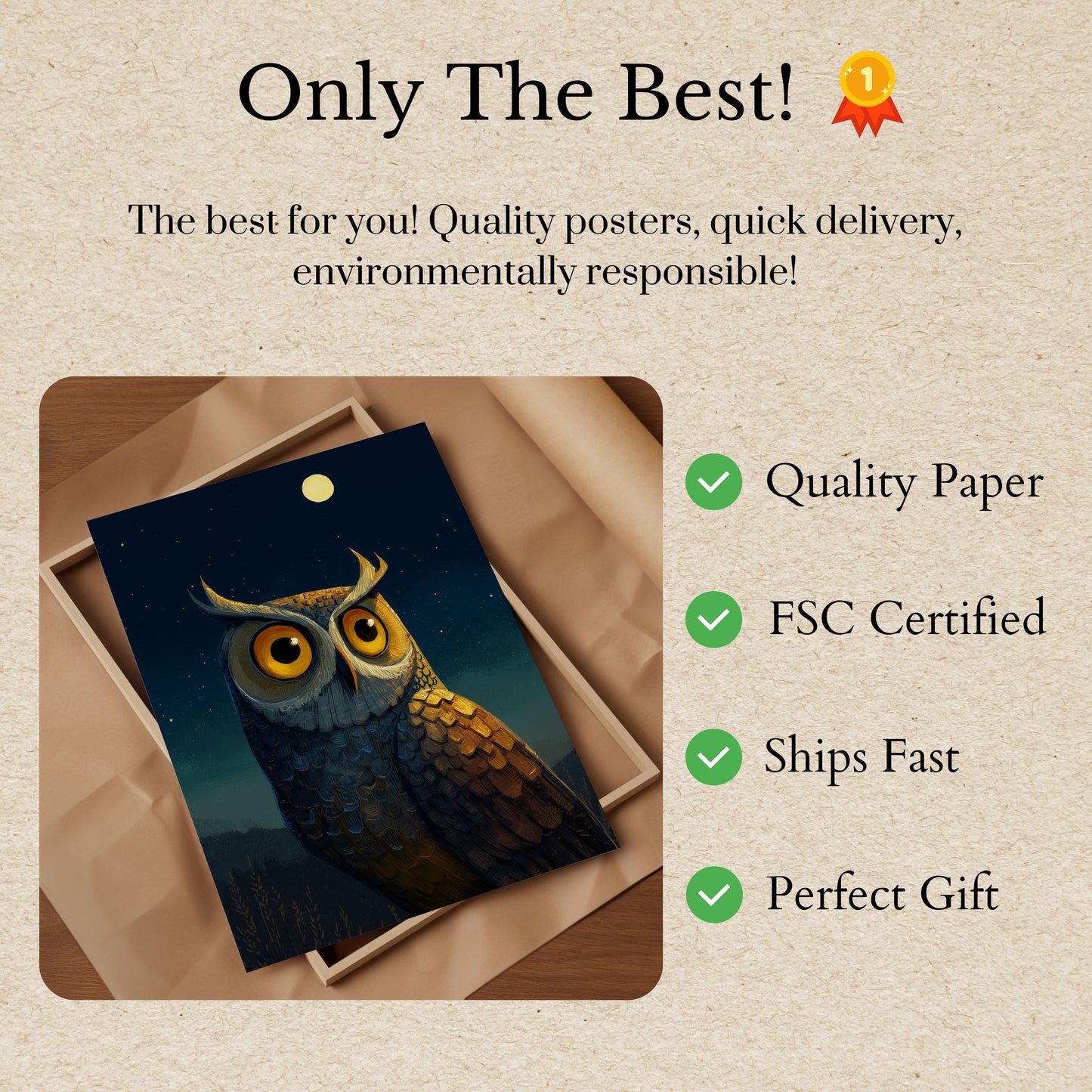 Moonlit Owl Night Poster