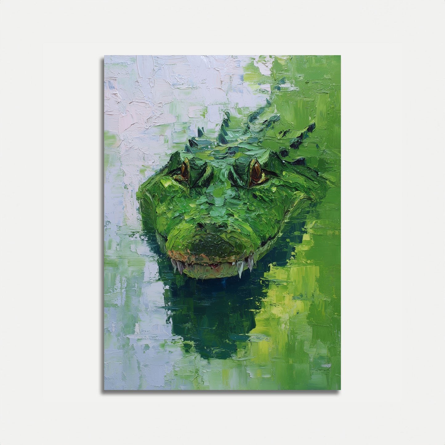 Póster artístico del cocodrilo verde feroz