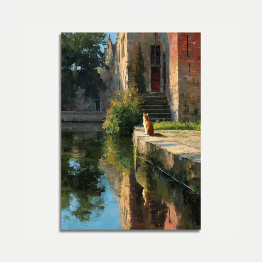 Orange Cat by Historic Waterway Poster