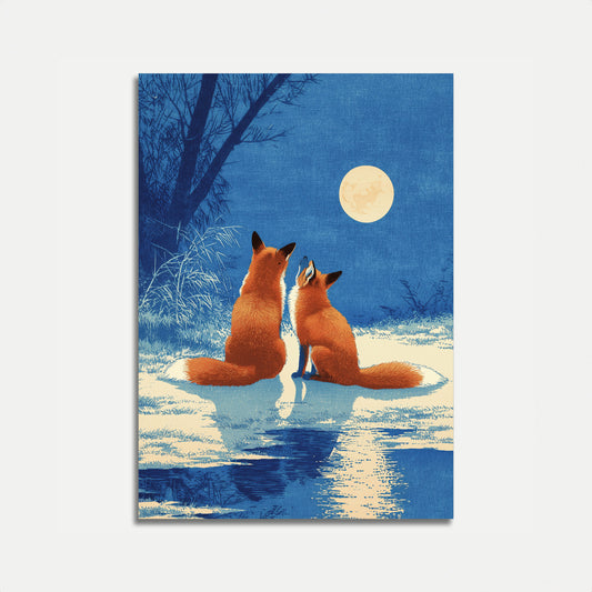Volpi Sotto la Luce della Luna Poster