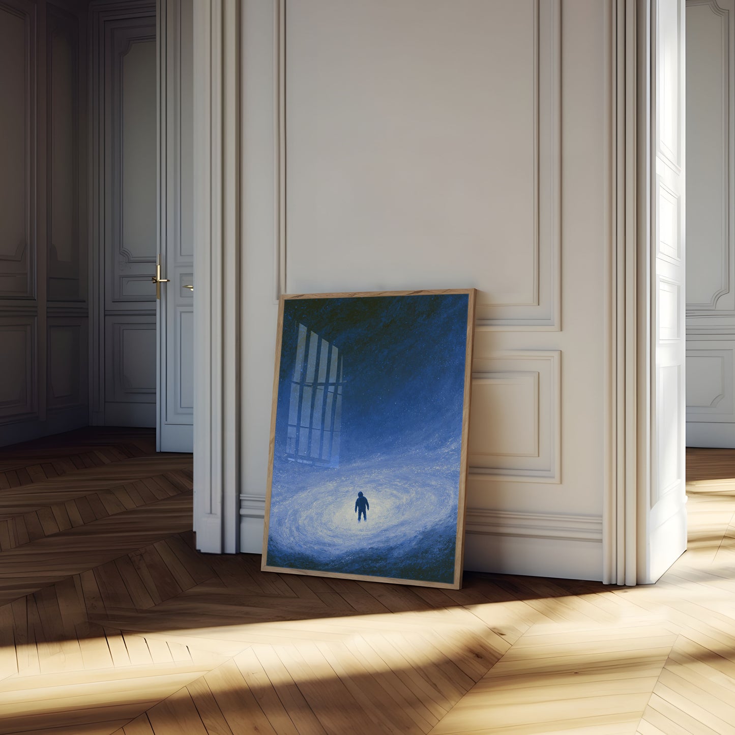 Astronaut in Cosmic Spiral Poster